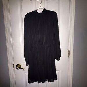 Nine West Black Bishop Sleeve Mock Neck Dress